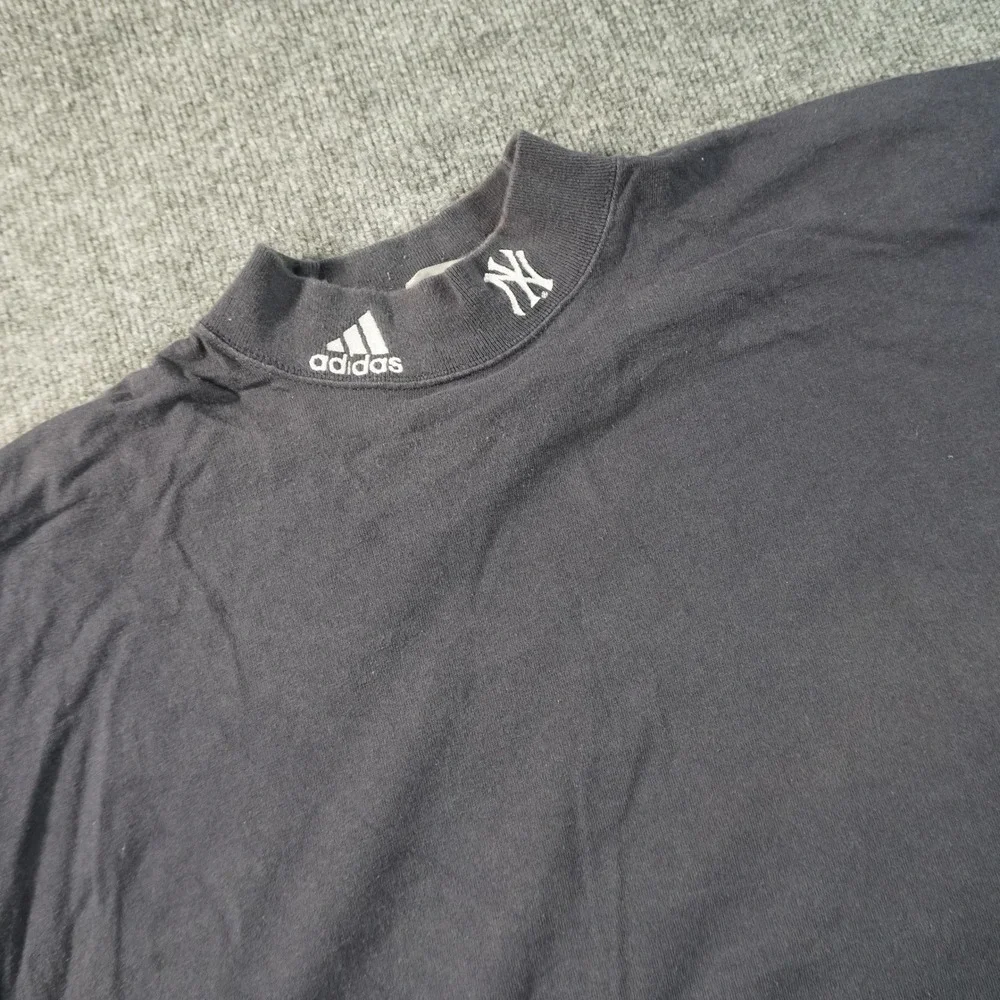 Adidas New York Yankees Shirt Mens XXL Navy Blue Mock Neck Long Sleeve MLB Logo
